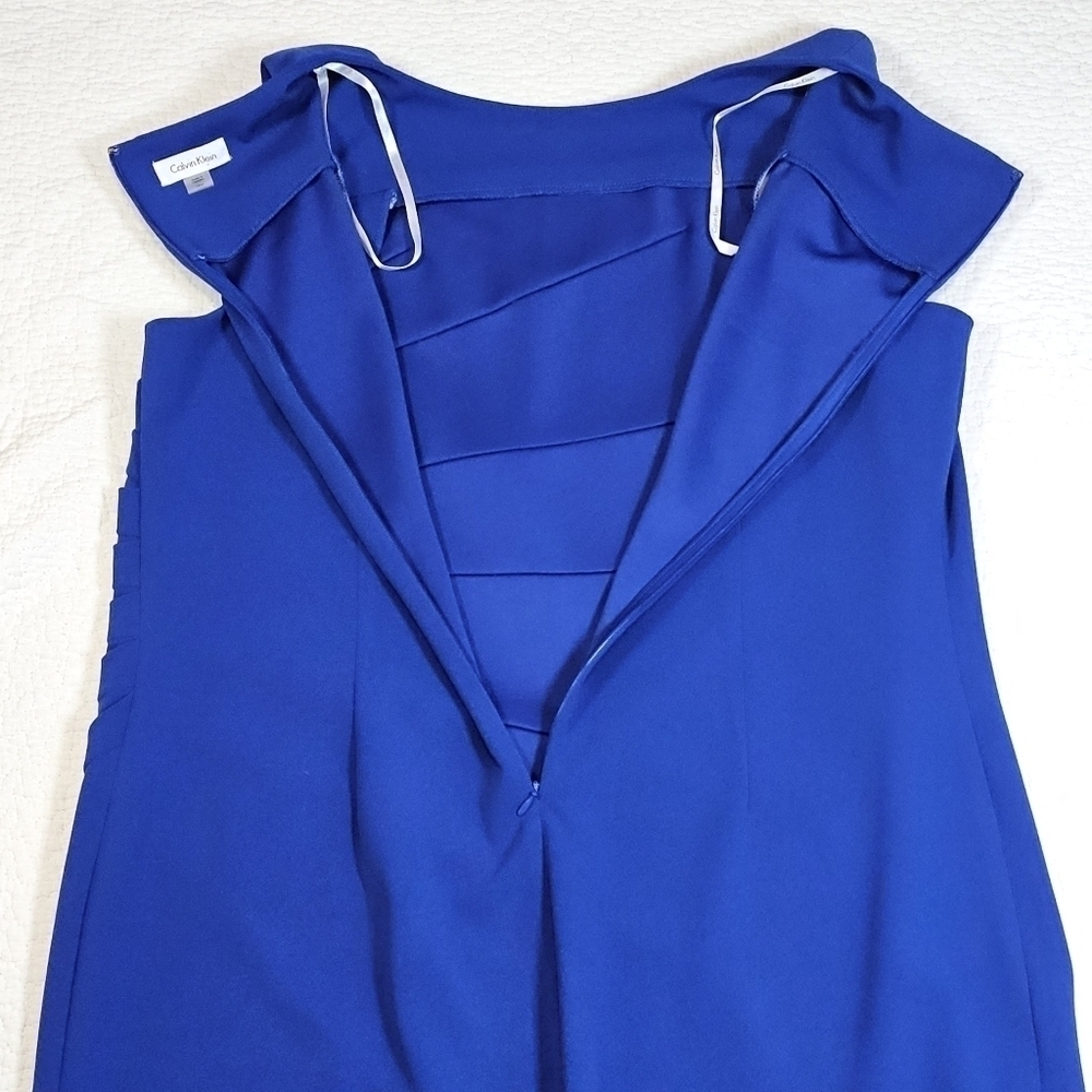 Calvin Klein Royal Blue Starburst Pleated Sheath Dress - Picture 6 of 8